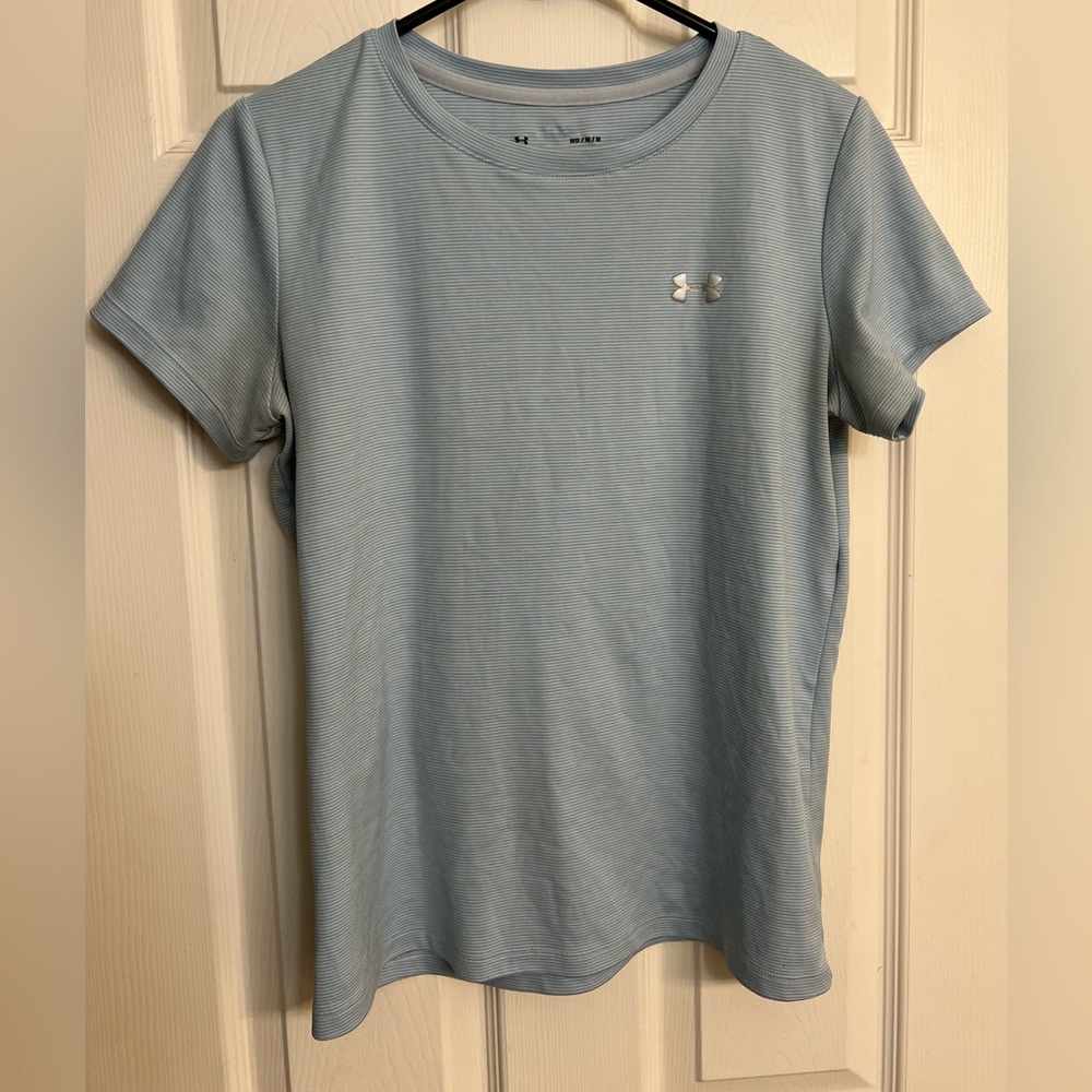 Under Armour Light Blue Striped Workout Tee